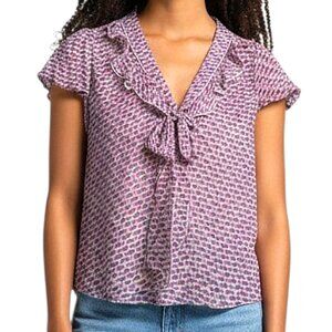 Banana Republic 100% Silk V-neck Short Sleeve Sheer Blouse Good Cond - XS Petite